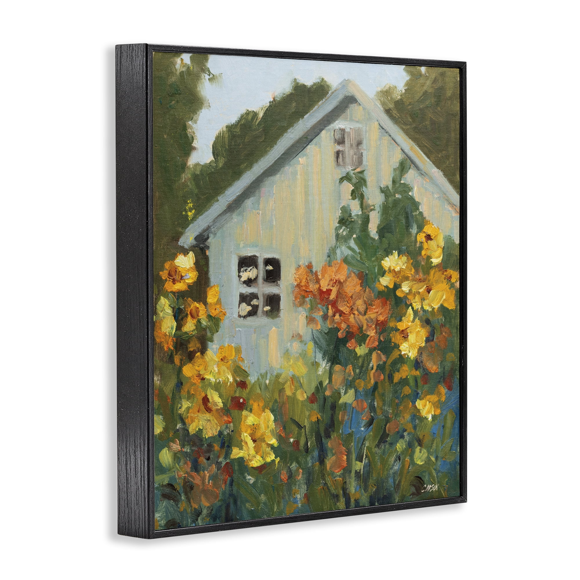 Stupell Industries Sunlit Cottage Garden View Black Framed Giclee Art, design by Carson Overstreet
