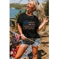 thumbnail image 3 of Women's Stylish Black Rhinestone USA Flag Graphic T-Shirt, 3 of 9