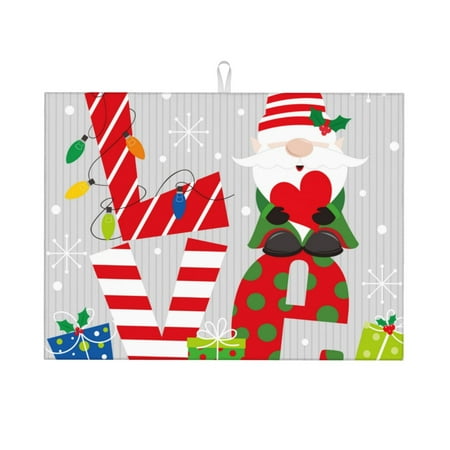 

Xecao Christmas Gnome With Love Patten Drying Mat Dish Drying Mats for Kitchen Counter Super Absorbent Dish Drying Pads 18×24 Inch