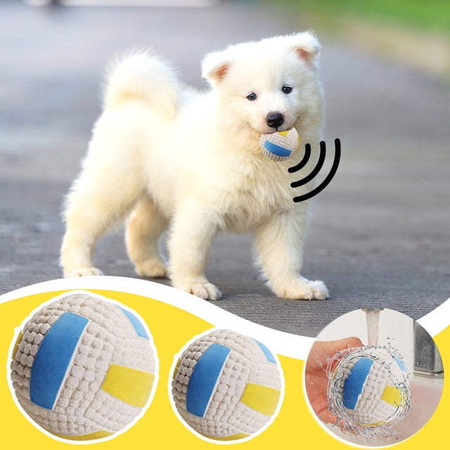 Fiudx Juguete Masticable para Mascotas, de Algodón Natural, Suave y Seguro para Perros, Pelota Interactiva con Sonido, Limpieza Dental y Alivio de Presión, para Perros Pequeños y Medianos, de 6,5 a 9