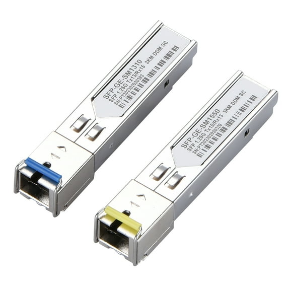 TAPDRA 2Pcs 1.25G Single Fiber SC Connector SFP Transceiver Module 1000BASE BiDi, 1310nm/1550nm, 3km Reach