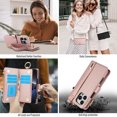thumbnail image 7 of for iPhone 16 Pro Wallet Case, Multi-Functional Purse Case with Card Holders Zipper Pocket, RFID Blocking Full Body Case, Shoulder Strap Wristband Crossbody Cover for iPhone 16 Pro, Rosegold, 7 of 7