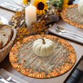 thumbnail image 6 of Fall Round Placemats Set of 4 Orange Pumpkin Place Mats Thanksgiving Woven Placemat Mushroom Fallen Maple Leaves Wooden Circle Braided Table Mat for Kitchen Dining Table Party Home Decor 15 Inch, 6 of 9