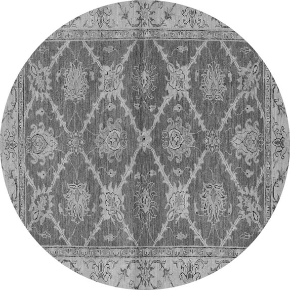 Ahgly Company Indoor Round Abstract Gray Modern Area Rugs, 4' Round