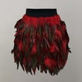 thumbnail image 3 of HJYCHN Women's Elegant Feather Trim Elastic Waist Party Skirt for Evening Events and Celebrations Stage Red XXL, 3 of 3