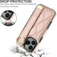 thumbnail image 6 of Finger Loop Ring Wrist Band Case for iPhone 16 Pro with Keychain, Adjustable Wristband Holder Kickstand [Stand Function] PU Leather Cover Case for Apple iPhone 16 Pro ZHD-Rose, 6 of 16