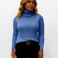thumbnail image 6 of WTOBBY Women's Fashionable Solid Color High Neck Long Sleeved Sweater Pullover, Knitted Top for Elegant and Casual Outfits, Versatile and Warm,Royal Blue L, 6 of 6
