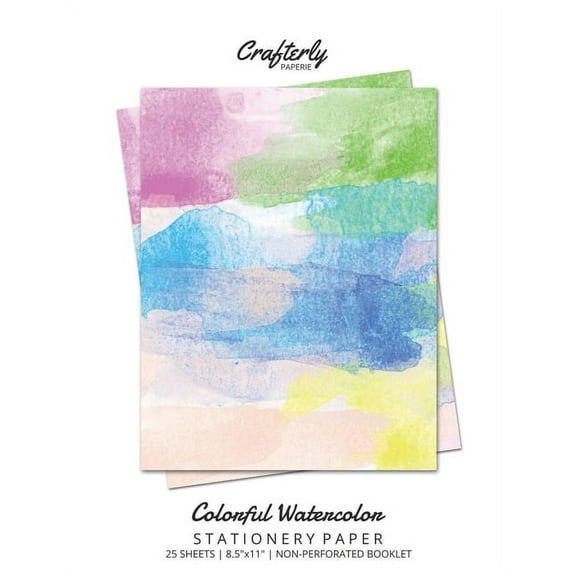 Colorful Watercolor Stationery Paper: Cute Letter Writing Paper for Home, Office, 25 Count, Art Print, (Paperback)