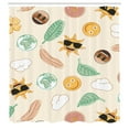 thumbnail image 3 of Ambesonne Boho Emoji Shower Curtain, Soft Summer Love Creamy, 69"Wx84"L, Champagne Green and Blush, 3 of 3