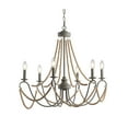 thumbnail image 3 of JONATHAN Y Rustica 6-Light 27" Adjustable Greige Metal/Wood Bead LED Chandelier, Grey/Natural, JYL9060A, 3 of 7