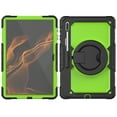 thumbnail image 6 of Feishell for Samsung Galaxy Tab S8 Ultra 14.6" Rugged Case with 360 Rotatable Handle Grip Adjustable Viewing Angle Stand Pencil Holder,Shockproof Hybrid 3-Layers Multi-Functional Cover,Black+Green, 6 of 9