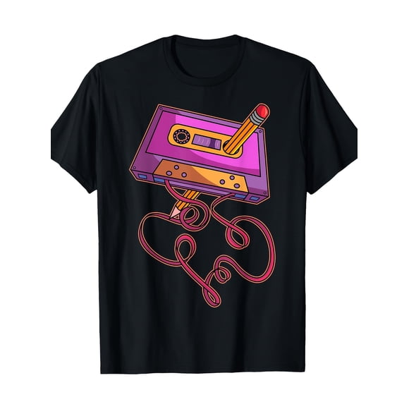 T Shirt Men's Retro 80s Cassette Tape Vintage 80s Cassette & VHS