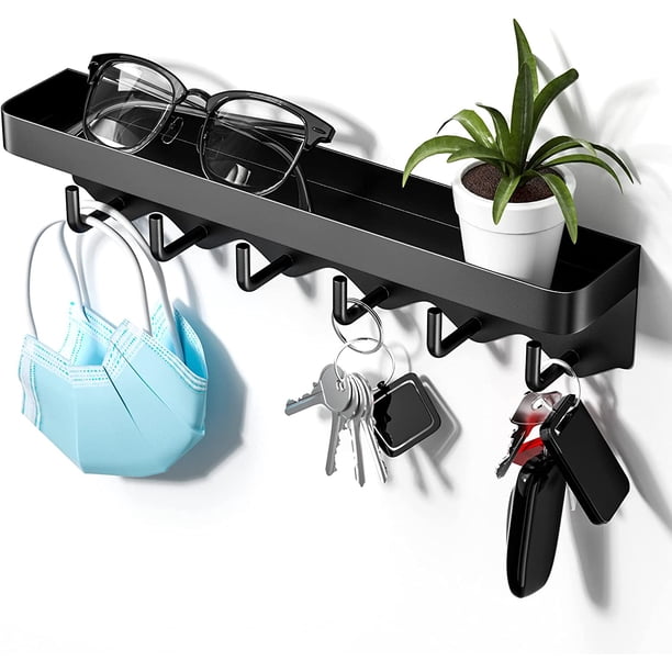 Llavero de pared con 6 ganchos, pequeño y portátil, sin necesidad de taladrar, caja decorativa para llaves de pared, ideal para guardar llaves y correo en la entrada y colgar utensilios de cocina.