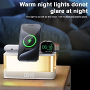 E EYAFA Multi-Function Wireless Charger with Night Light Bluetooth Speaker for iPhone/Airpods/iWatch