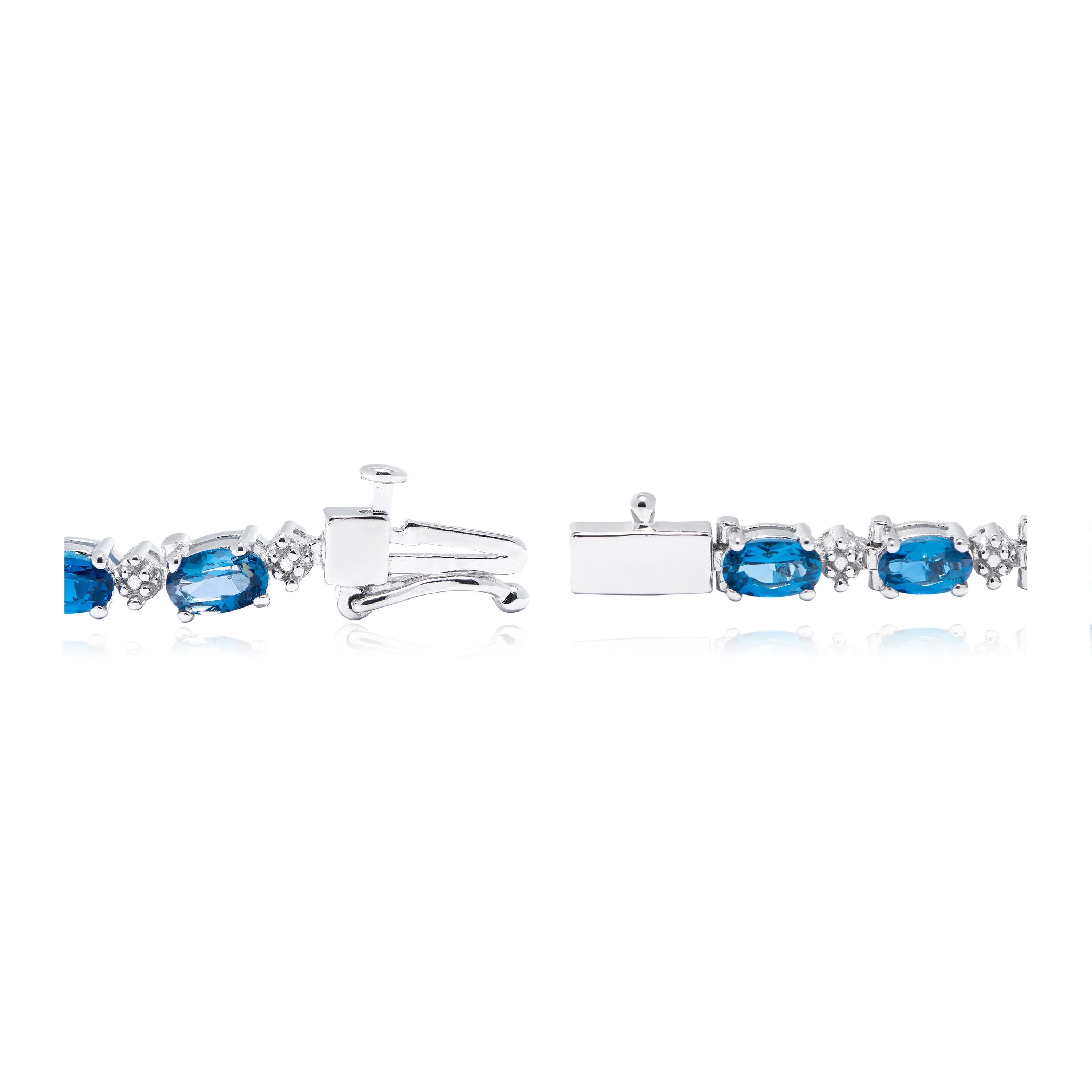 Forever Facets Sterling Silver Created Blue Sapphire and Diamond Accent Tennis Bracelet, Adult Female