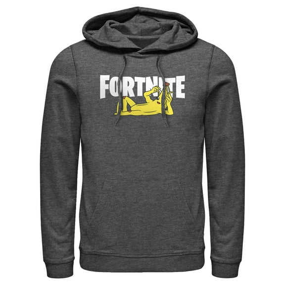 Men's Fortnite Peel Yourself Logo Pull Over Hoodie Charcoal Heather 2X Large