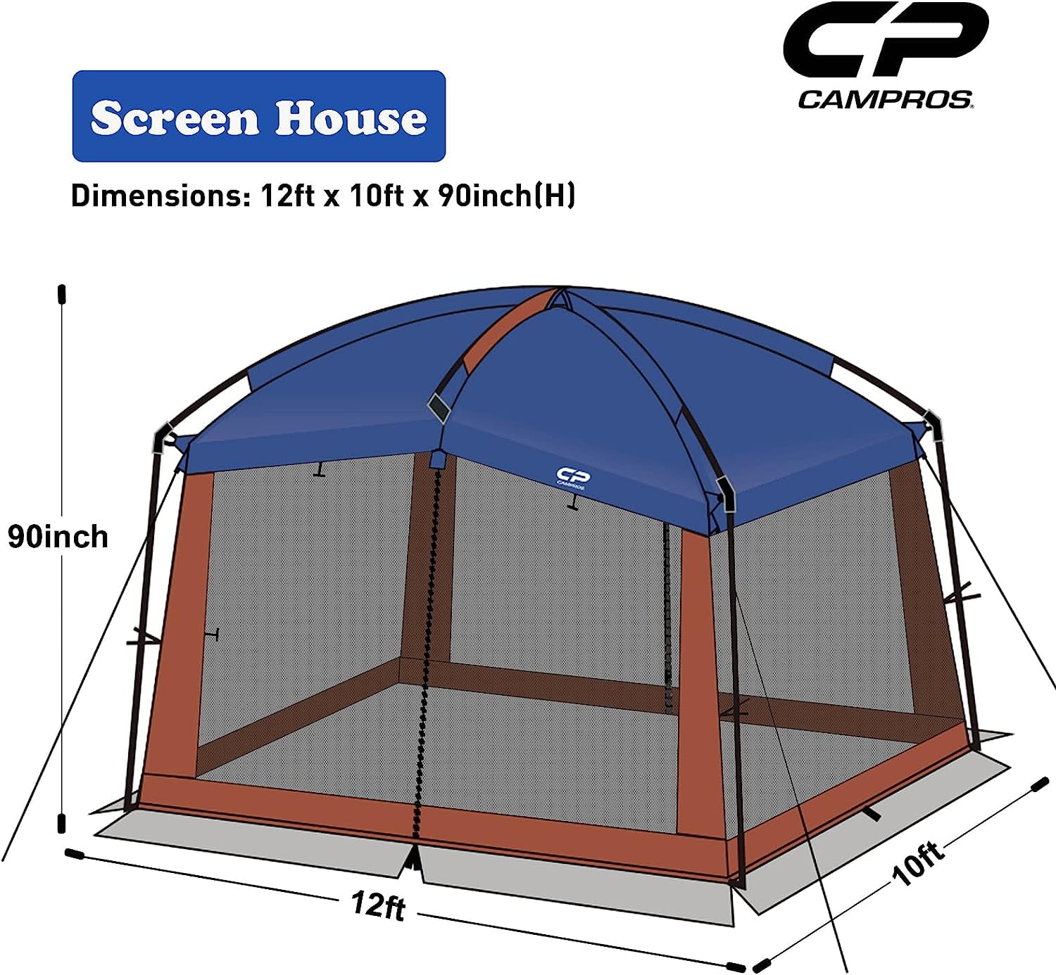 CAMPROS Screen House Room Camping Tent 12 x 10 Ft Canopy Tent Screen Shelter Gazebos Outdoor
