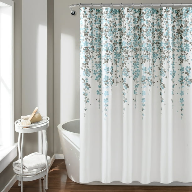 Lush Decor Weeping Flower Shower Curtain 72x72 Blue Gray Single Walmart Com Walmart Com