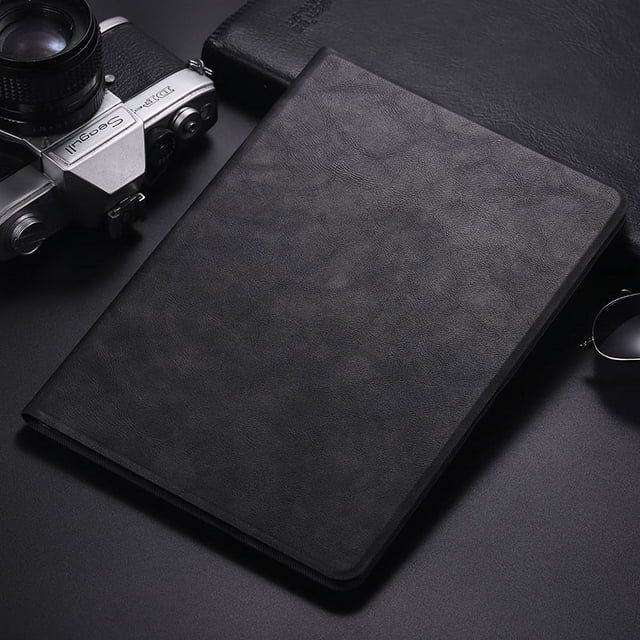Solid Simple Tablet Leather Case For Ipad 9th 8th 7th 10.2 Book Style Stand Cover For Ipad 10th Air 5 4 10.9 Mini 6 3 2 Pro 11 Leather-Black For iPad Mini 5 4