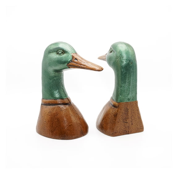 Fox Run Duck Decorative Bookend Set, 100% Iron, 4.25” x 2.9” x 5.73” Heavy Bookends