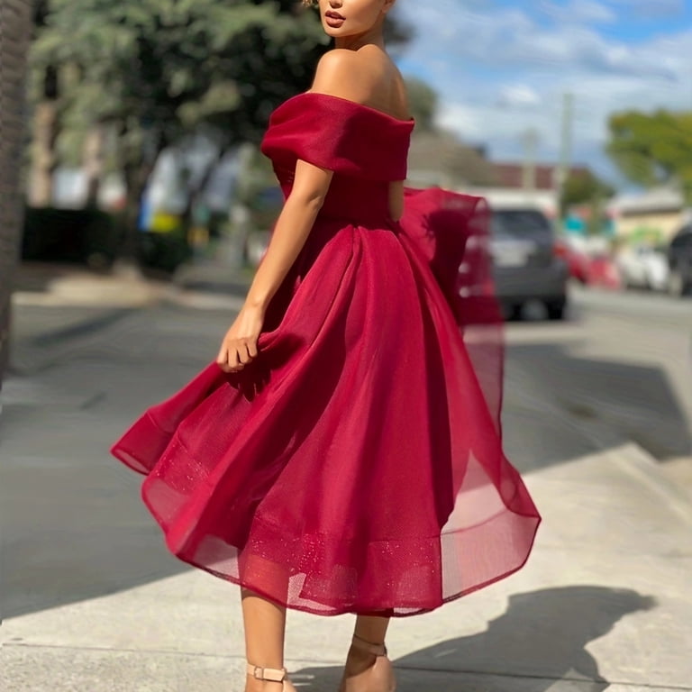 plus size formal dresses walmart Lilgiuy Women's Gown, V-Neck Off Shoulder Mesh Dress, Evening and Wedding Party Wear Color:Emerald Isle:Color