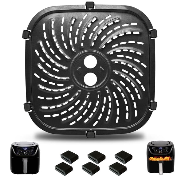 GWY Air Fryer Accessories for Vortex Pro 6 QT Air Fryer, Oval Nonstick 8.67''*8.67''Air Fryer Replacement Parts Rack Tray Basket Grill Pan Crisper Plate with Rubber Bumpers,Dishwasher Safe