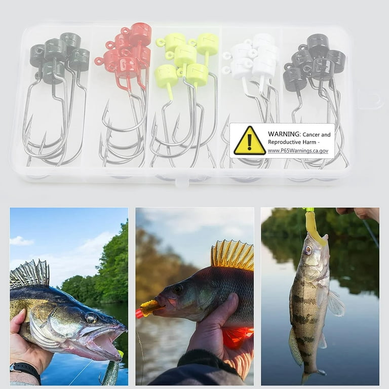 Ned Rig Jig Heads Kit,25pcs Finesse Mushroom Shroom Jig Hooks for Soft  Plastic Baits Offset Weedless Jig Head Wide Gap Ned Rig Hooks for Bass  Fishing 1/4oz 3/8oz 