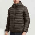 thumbnail image 5 of Sahpxhe Packable Hooded Puffer Jacket Men Lightweight Full Zip Casual Warm Padded Jacket Travel Hiking Winter Tops Brown M, 5 of 5