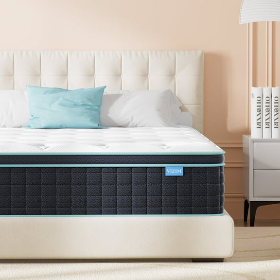 Queen Mattress in a Box,VIZIM 12 Inch Memory Foam Pocket Spring Hybrid Queen Size Mattresses for Motion Isolation & Back Pain Relief, Edge Support