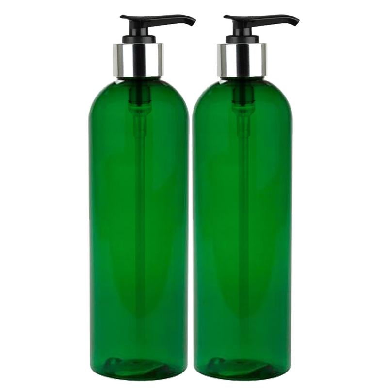 MoYo Natural Labs 8 oz Pump Dispenser, Empty Soap and Lotion Bottles with Locking Cap, BPA Free PET Plastic Containers for Essential Oils/Liquids (Pack of 2, Forest Green)