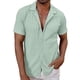 thumbnail image 1 of Mens Casual Manga Corta Botón Abajo Camisas de Color Sólido de Punto Girado Cuello Blusa, los Hombres de Manga Corta Botón Arriba Camisa para Primavera Verano, 1 of 7