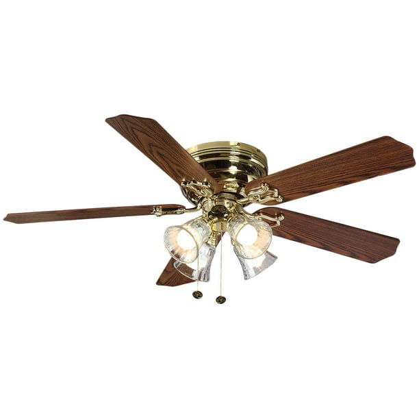 Carriage House 52 in. LED Indoor Polished Brass Ceiling Fan with Light