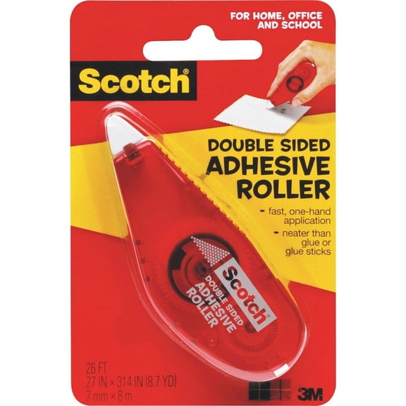 Scotch Double-Sided Adhesive Roller - 26 ft Length x 27" Width - Dispenser Included - Handheld Dispenser - 1 / Each - Clear | Bundle of 2 Each