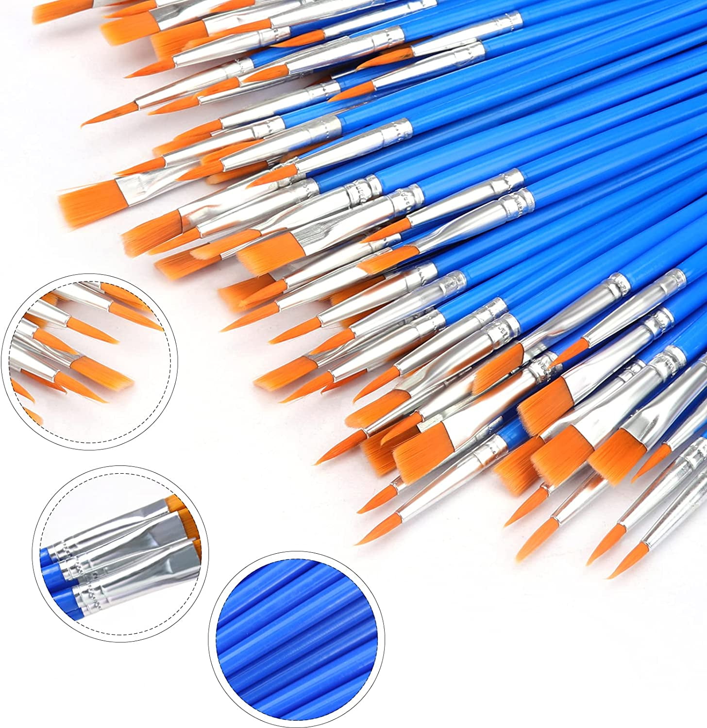 JJEAN-Acrylic Paint Brush Set, 200 pcs Nylon Hair Brushes for All Purpose Oil Watercolor Painting Artist Professional Kits