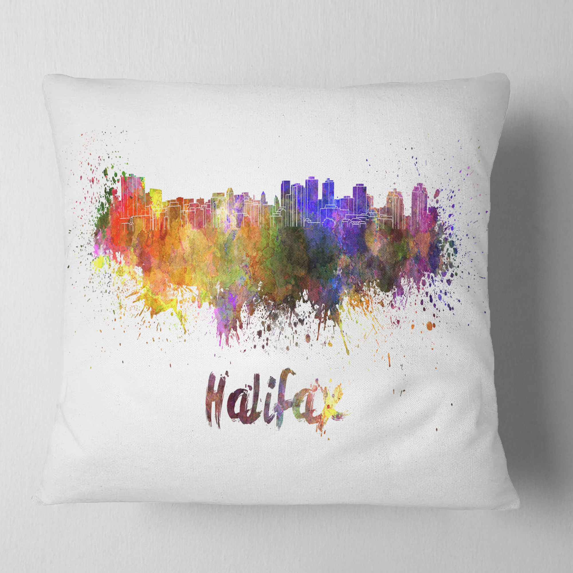 Designart Halifax Skyline - Cityscape Throw Pillow - 18x18