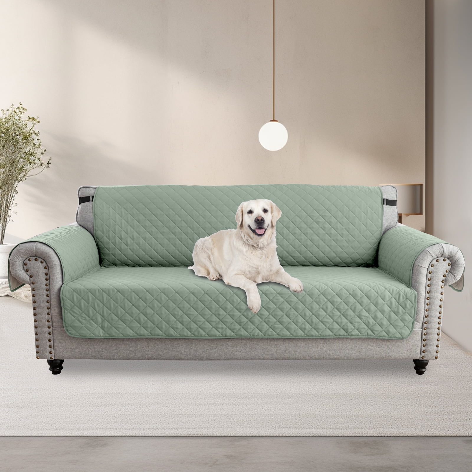 suxuMhao Slipcovers, Pet Sofa Cover Washable, 3 Seater Couch Cover Slipcover for Sofa (Sofa Size) - Light Green, 1 Piece, Protective Couch Cover for Pets, Fits Standard 3-Seater Sofas​