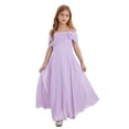 thumbnail image 2 of iiniim Kids Flower Girls Off Shoulder Chiffon Junior Bridesmaid Wedding Pageant Formal Ball Gown Maxi Dress Lavender 16, 2 of 7
