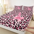 thumbnail image 3 of Manfei Kawaii Initial A Letter Bed Sheets, Pink Leopard Cheetah Print King Sheets, Teens Kids Girls Women Sheet Set, Ultra Soft Bedroom Decor, 4 Pieces, 3 of 7