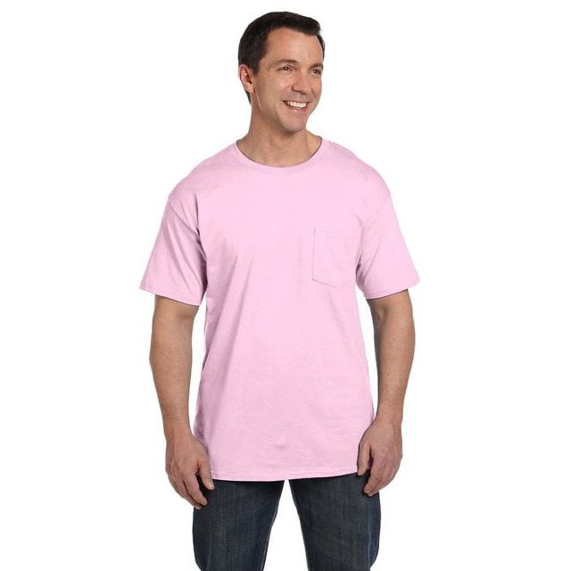 Hanes Beefy-T T-Shirt à Poche pour Hommes, P, Rose Pâle