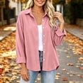 thumbnail image 4 of VBVC Women's Corduroy Button Down Shirt , Ladies' Long Sleeve Collared Blouse , Fall Winter Work Tops For Women, S-2XL, 4 of 6