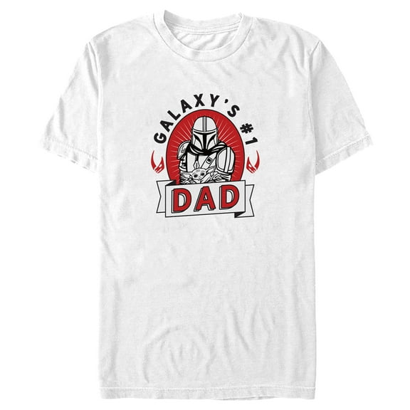 Men's Star Wars: The Mandalorian Din Djarin Galaxy's #1 Dad Tattoo Graphic Tee White Large