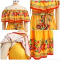thumbnail image 5 of IDOPIP Women's Mexican Dress Off Shoulder Floral Print Maxi Dress 3XL Yellow, 5 of 9