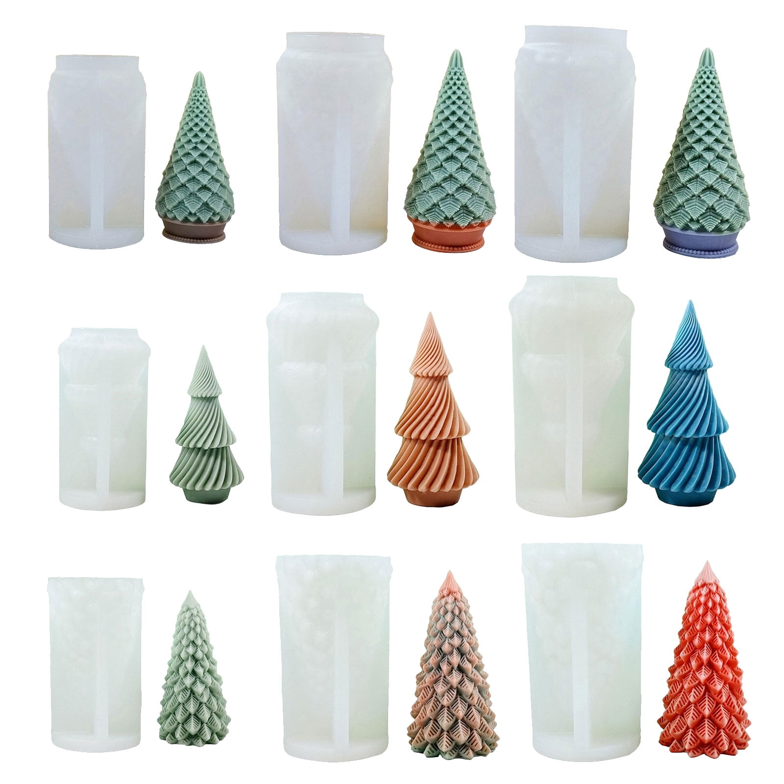 3D Christmas Tree Silicone Mold Aromatherapys Gypsum Soap Resin Cake Baking Molds Home Decor Festival Gifts