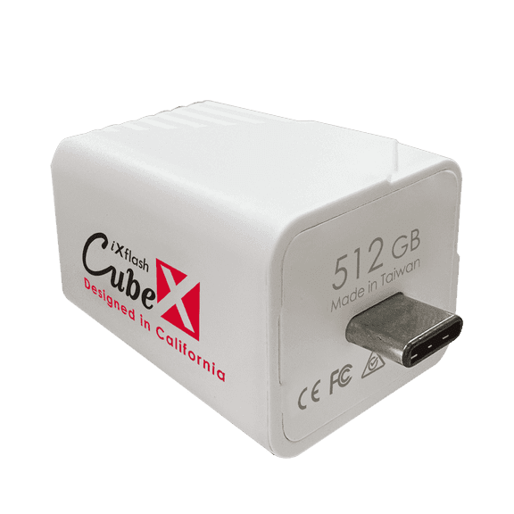 PioData iXflash Cube 512GB Photo Storage Device Apple MFi Certified USB Type C with Quick Charge for iPhone & iPad, Auto Backup Photos & Videos