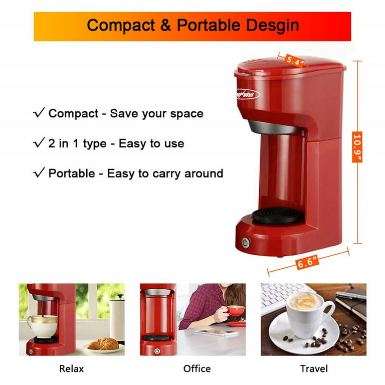 Serve Coffee Maker Coffee Brewer 6 to 14oz Compatible with K-Cup Single Cup  Capsule with Reservoir, Mini Size,Red - AliExpress