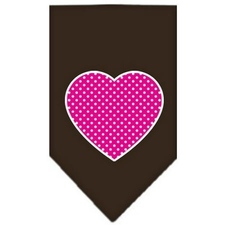 - Pink Swiss Dot Heart Screen Print Bandana Cocoa Small