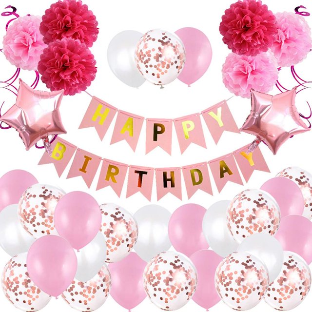 Globos De Feliz Cumpleaños, Bola De Flores De Papel Para Fiesta, Decoración De Globos De Goma Minnieouse HA043406-01