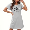 thumbnail image 2 of Oksale Cute Love Heart Print Sleep Shirt for Women Valentine's Day Short Nightgown Casual Round Neck Pajama Dress Short Sleeve Cozy Soft Lightweight Sleepwear 2025 Gray S, 2 of 3