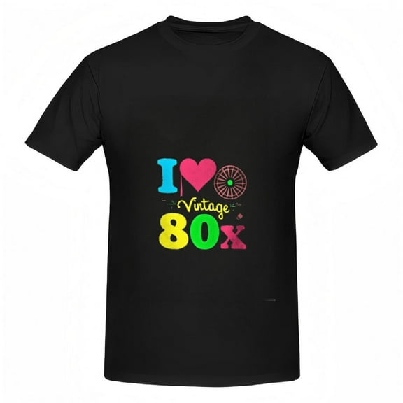 Colorful Vintage 80's Graphic Tee for Women - Short Sleeve Cotton T-Shirt with Heart & Wheel Design