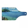 thumbnail image 1 of Nature Cutting Board, Scenic View Sea Bay and Mountain Islands in Palawan Philippines Idyllic Image, Tempered Glass Cutting and Serving Board, Wine Bottle Shape, Blue Green White, by Ambesonne, 1 of 1